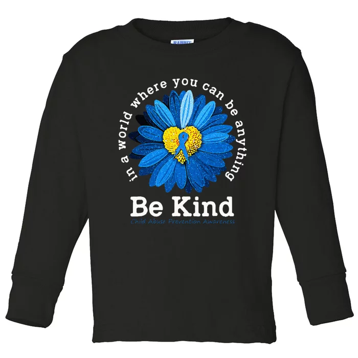 Be Kind Blue Sunflower Child Abuse Prevention Awareness Toddler Long Sleeve Shirt