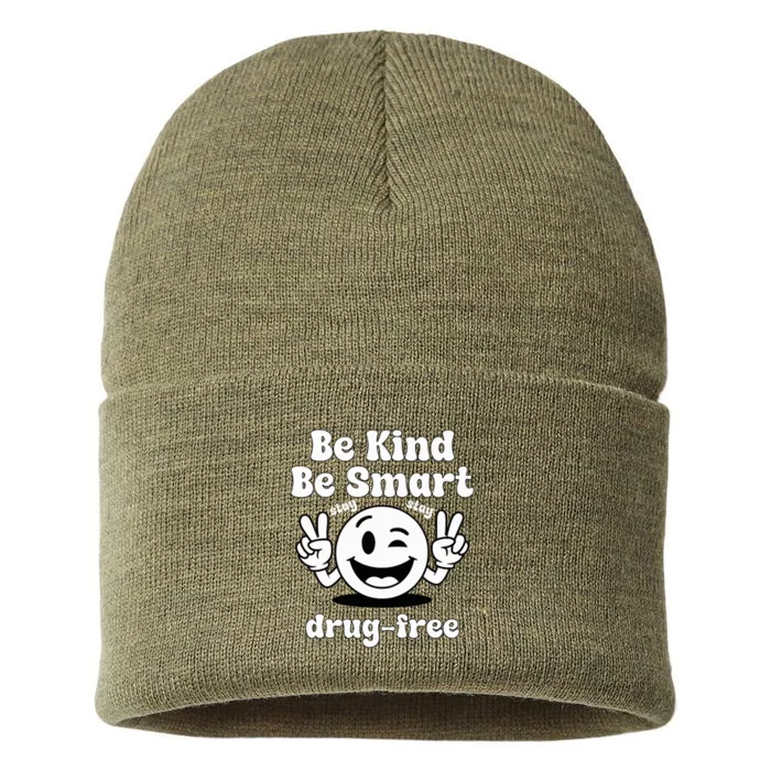 Be Kind Be Smart Stay Drugfree Red Ribbon Week Sustainable Knit Beanie