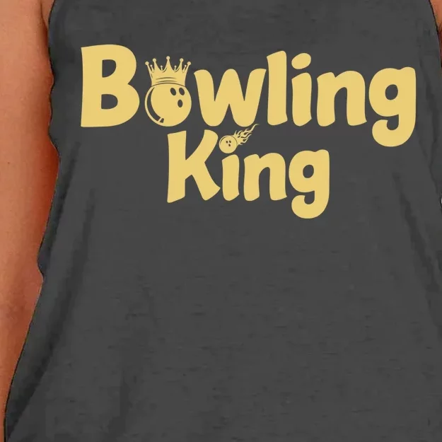 Bowling King Bowling Ball Bowlingpin Gift Women's Knotted Racerback Tank