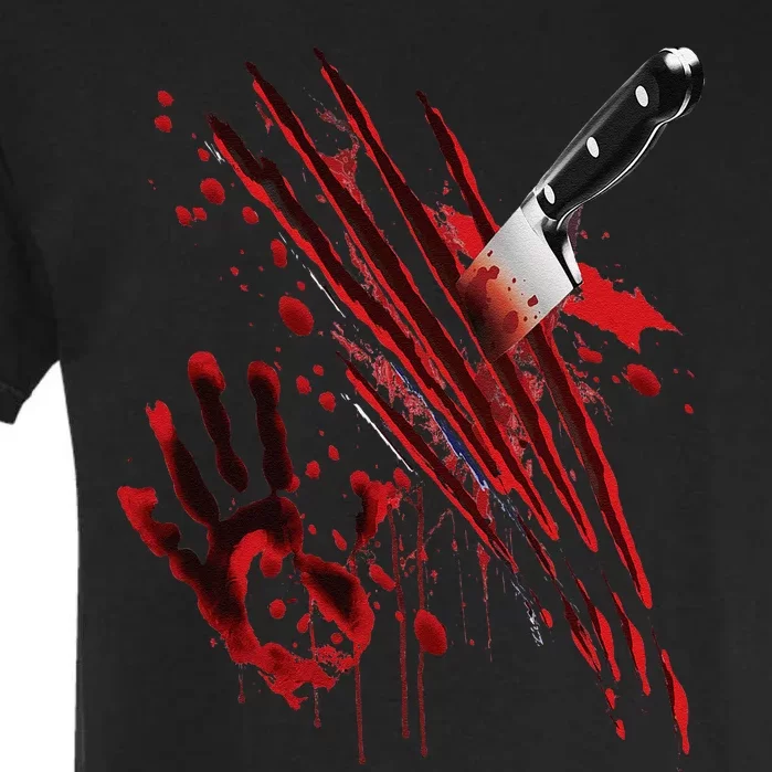 Bloody Knife Blood Stained Blood Splatter Funny Garment-Dyed Heavyweight T-Shirt