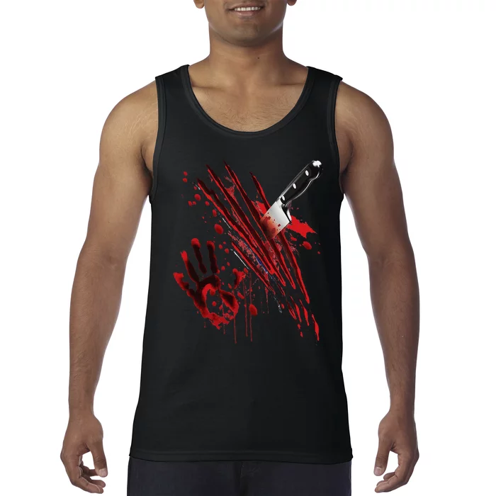 Bloody Knife Blood Stained Blood Splatter Funny Tank Top