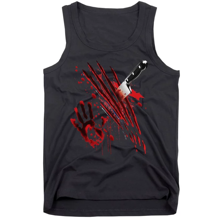 Bloody Knife Blood Stained Blood Splatter Funny Tank Top