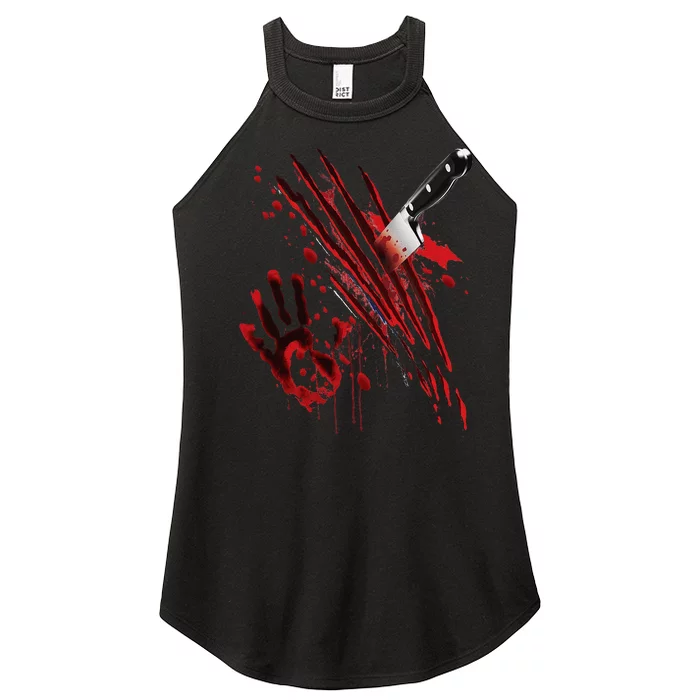 Bloody Knife Blood Stained Blood Splatter Funny Women’s Perfect Tri Rocker Tank