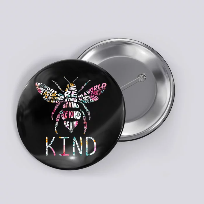 Be Kind Bee Kind Inspirational Kindness Anti Bullying Floral Button