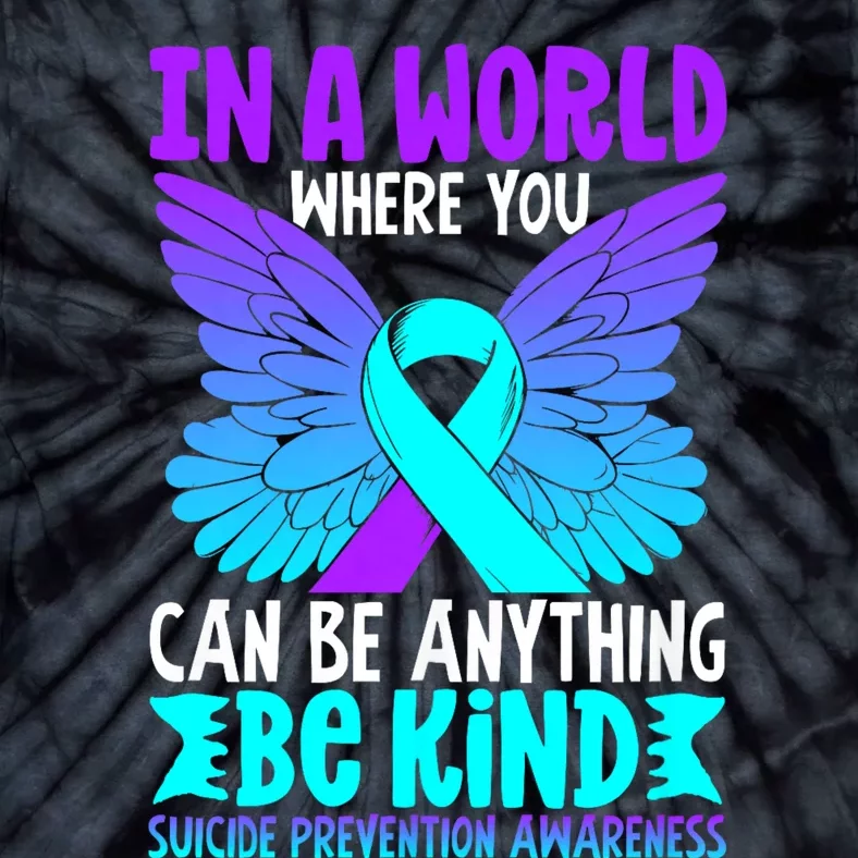 Be Kind Butterfly Teal Purple Ribbon Suicide Prevention Tie-Dye T-Shirt