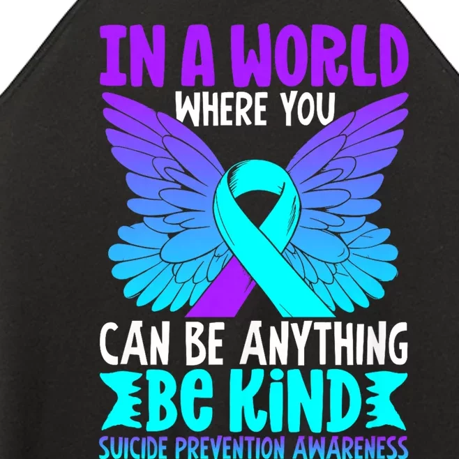 Be Kind Butterfly Teal Purple Ribbon Suicide Prevention Women’s Perfect Tri Rocker Tank