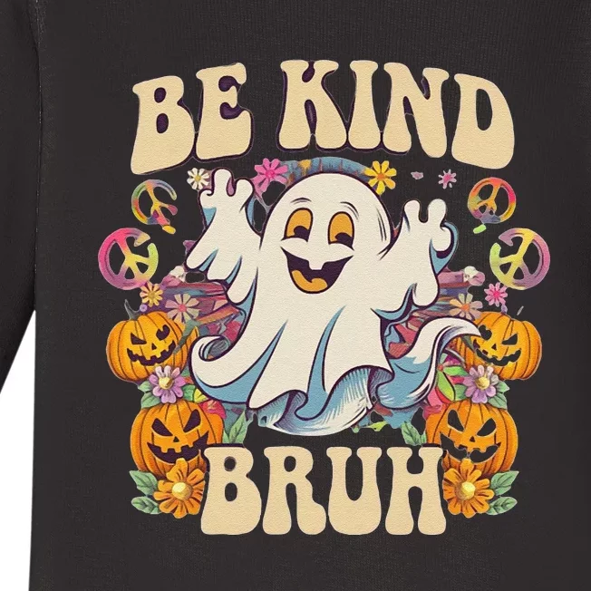 Be Kind Bruh Groovy Ghoul Unity Day Orange Women Halloween Baby Long Sleeve Bodysuit