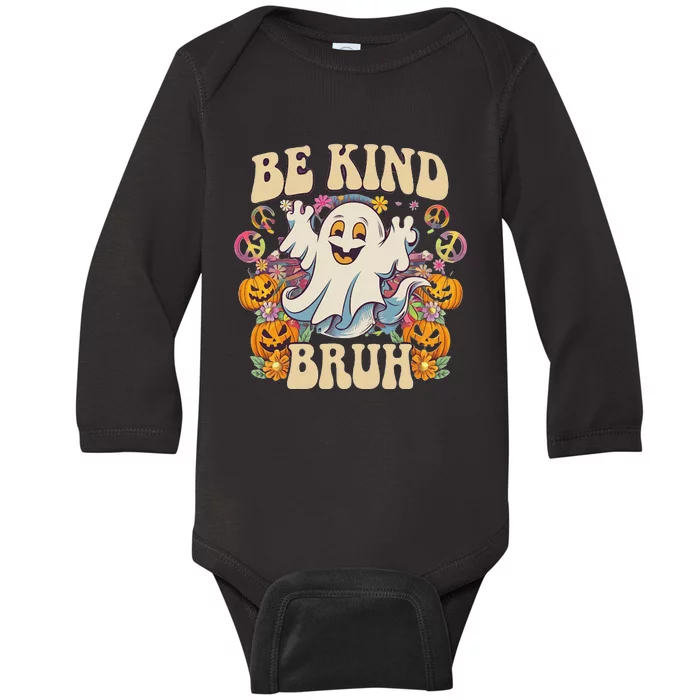 Be Kind Bruh Groovy Ghoul Unity Day Orange Women Halloween Baby Long Sleeve Bodysuit