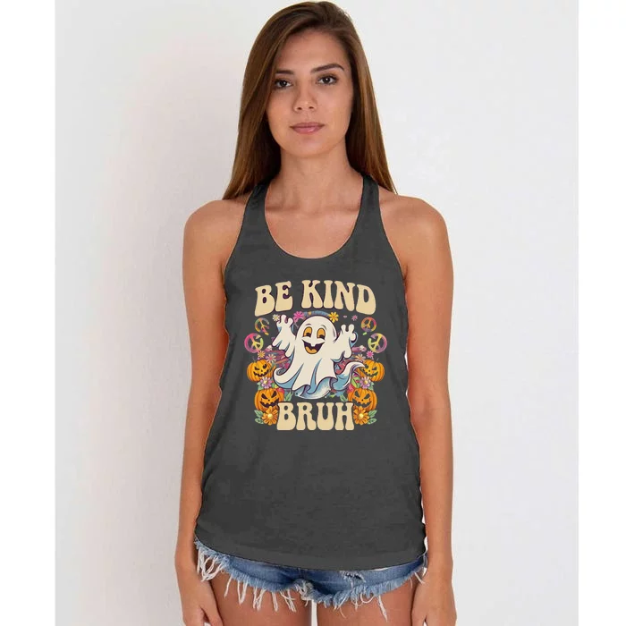 Be Kind Bruh Groovy Ghoul Unity Day Orange Women Halloween Women's Knotted Racerback Tank