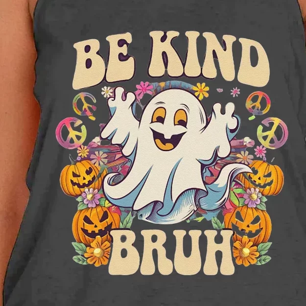 Be Kind Bruh Groovy Ghoul Unity Day Orange Women Halloween Women's Knotted Racerback Tank