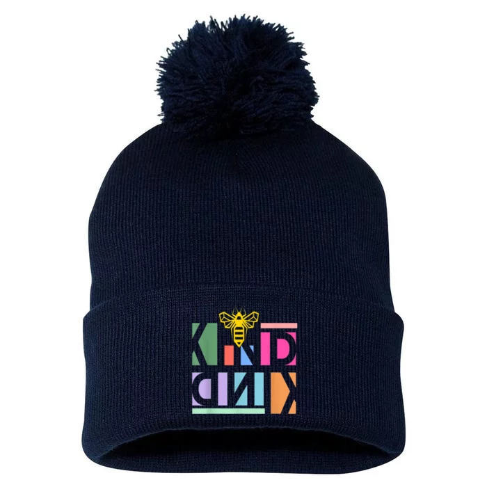 Be Kind Be A Kind Human Pom Pom 12in Knit Beanie