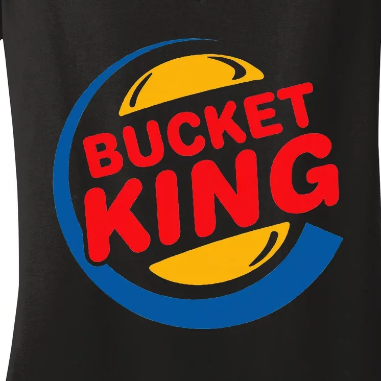 Bucket King Basketball Player Hoops Culture Funny Women's V-Neck T-Shirt