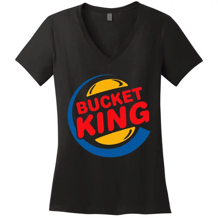 Bucket King Basketball Player Hoops Culture Funny Women's V-Neck T-Shirt