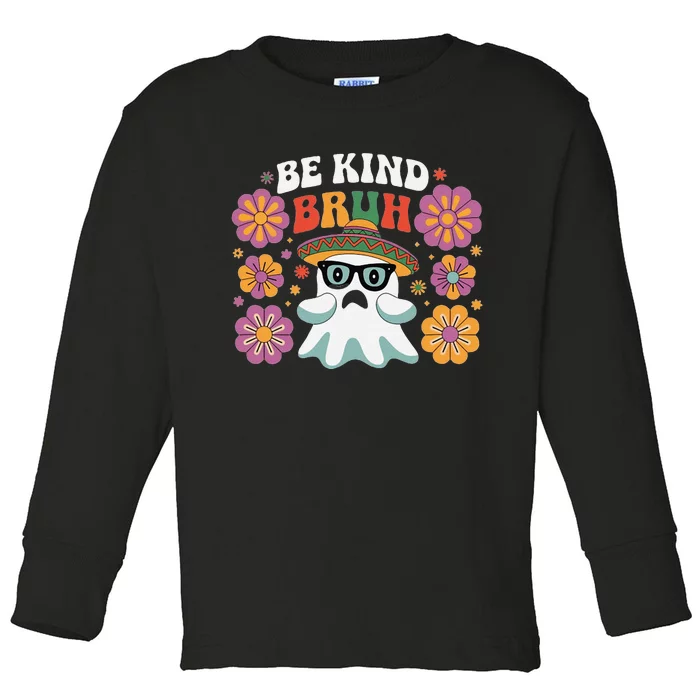 Be Kind Bruh Groovy Ghoul Unity Day Orange Women Halloween Toddler Long Sleeve Shirt