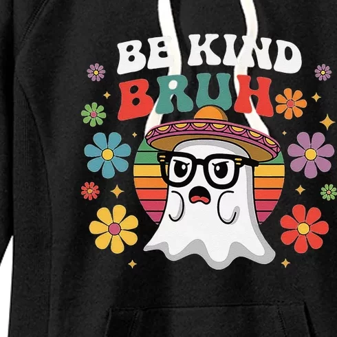 Be Kind Bruh Groovy Ghoul Unity Day Orange Women Halloween Women's Fleece Hoodie