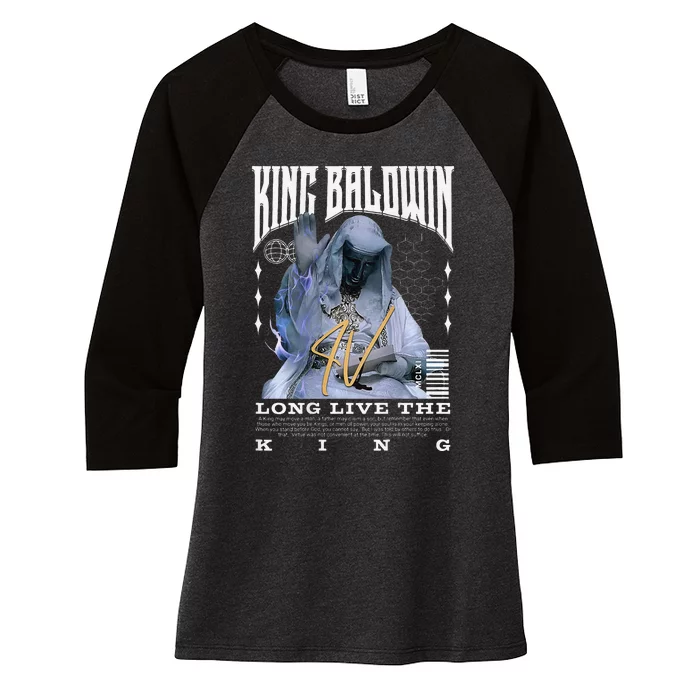 Backprint King Baldwin Iv Women's Tri-Blend 3/4-Sleeve Raglan Shirt