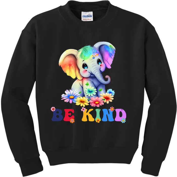 Be Kind Cute Elephant Mom Kindness Kids Sweatshirt