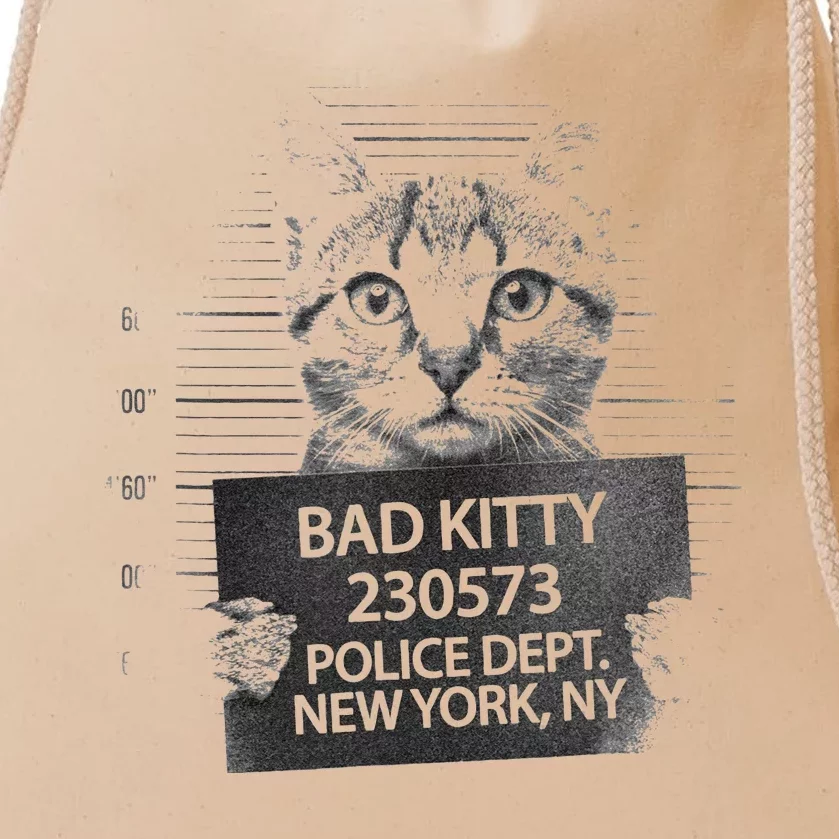 Bad Kitty Cat Police Line Up Funny Cats Drawstring Bag