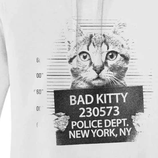 Bad Kitty Cat Police Line Up Funny Cats Women's Pullover Hoodie