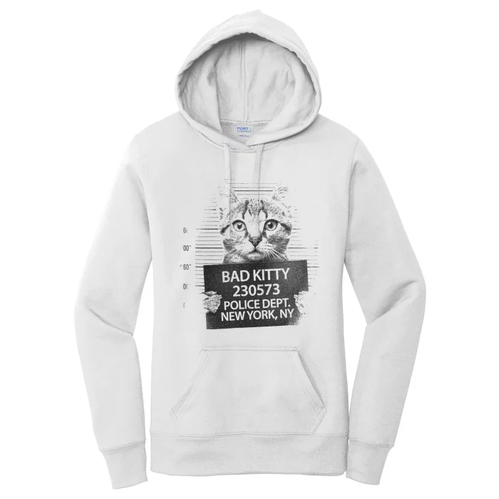 Bad Kitty Cat Police Line Up Funny Cats Women's Pullover Hoodie