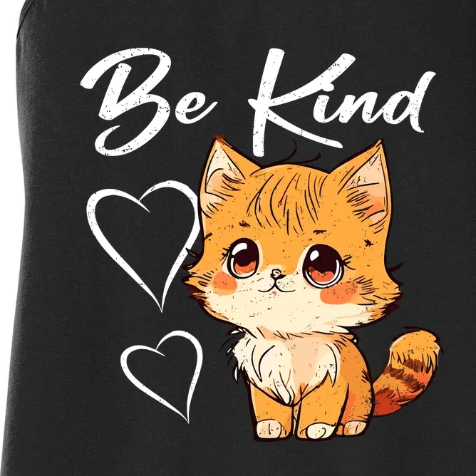 Be Kind Cat Kids Boy Girl Unity Day Orange Anti Bullying Women's Racerback Tank