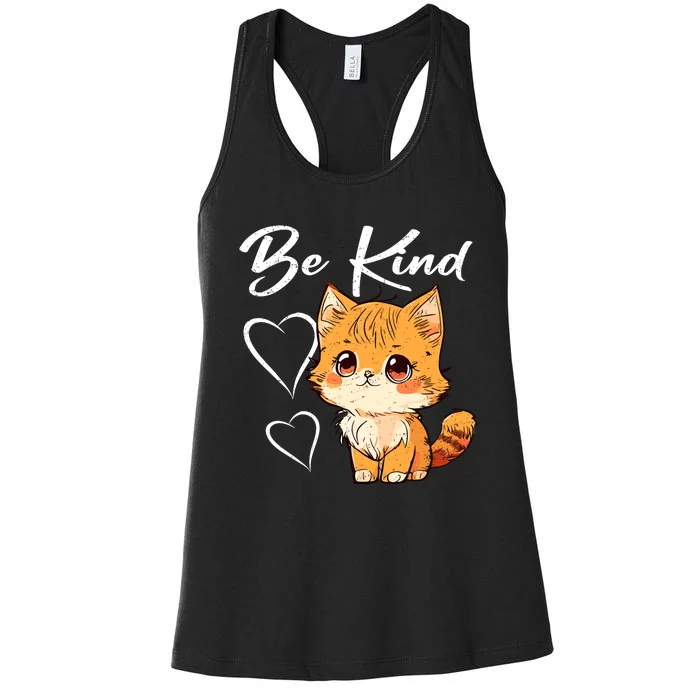 Be Kind Cat Kids Boy Girl Unity Day Orange Anti Bullying Women's Racerback Tank