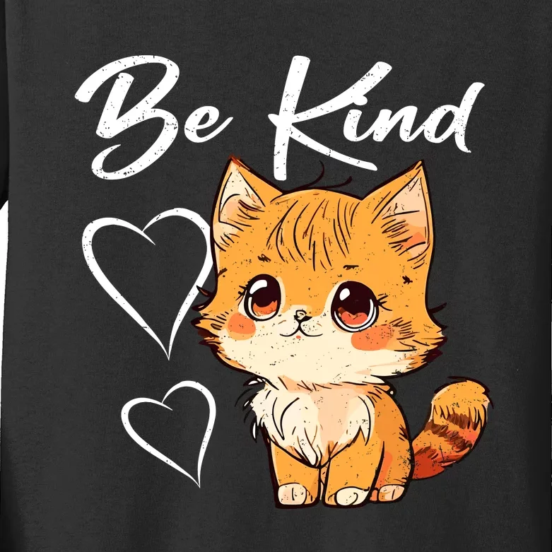 Be Kind Cat Kids Boy Girl Unity Day Orange Anti Bullying Kids Long Sleeve Shirt