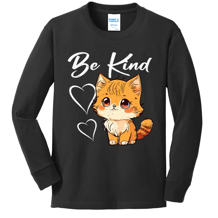 Be Kind Cat Kids Boy Girl Unity Day Orange Anti Bullying Kids Long Sleeve Shirt