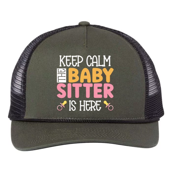 Babysitter Keep Calm The Sitter Is Here Sitter Gift Retro Rope Trucker Hat Cap