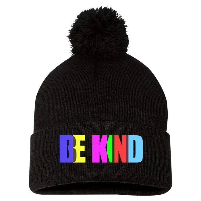 Be Kind Colorful Anti Bully Pom Pom 12in Knit Beanie