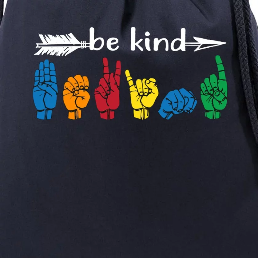 Be Kind Cute Asl American Sign Language Gift Drawstring Bag