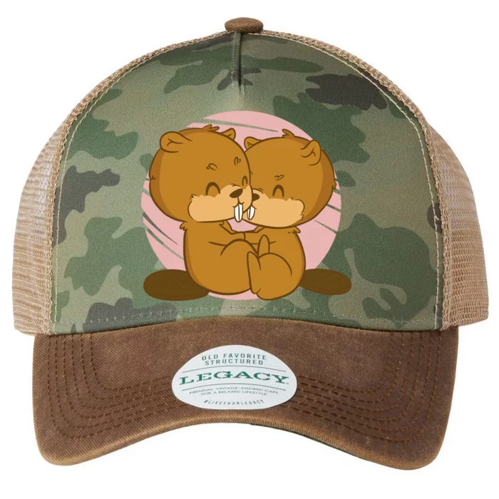 Beavers Kissing Cute Gift Legacy Tie Dye Trucker Hat