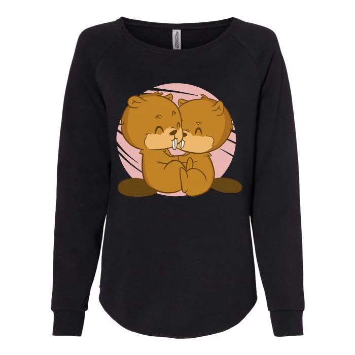 Beavers Kissing Cute Gift Womens California Wash Sweatshirt