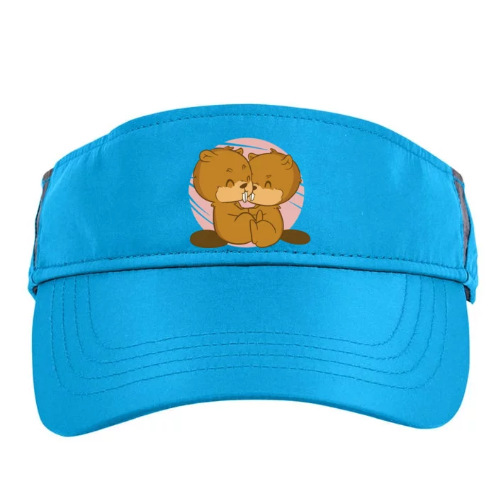 Beavers Kissing Cute Gift Adult Drive Performance Visor