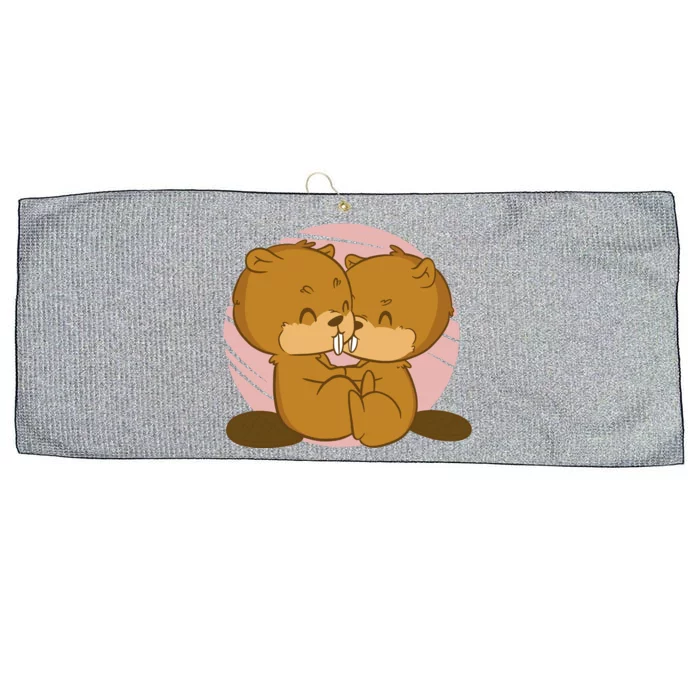 Beavers Kissing Cute Gift Large Microfiber Waffle Golf Towel