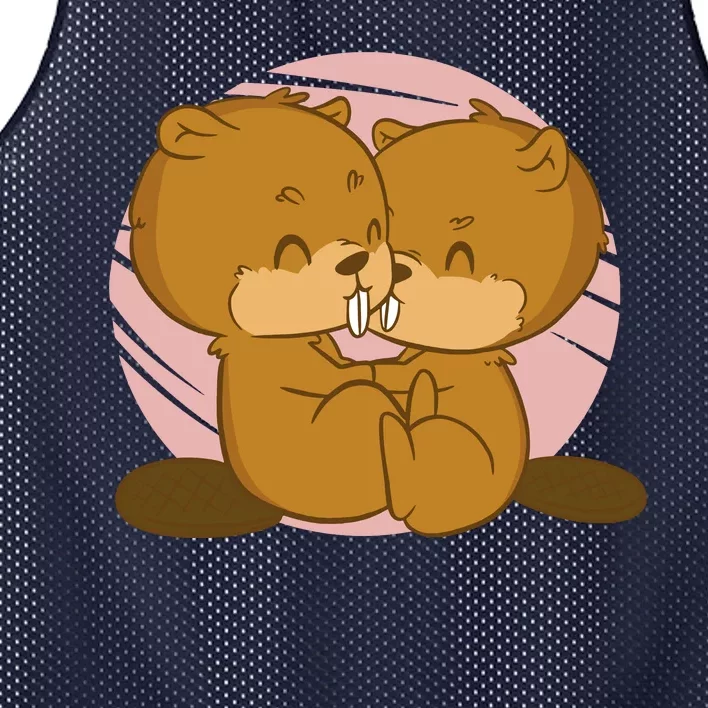 Beavers Kissing Cute Gift Mesh Reversible Basketball Jersey Tank