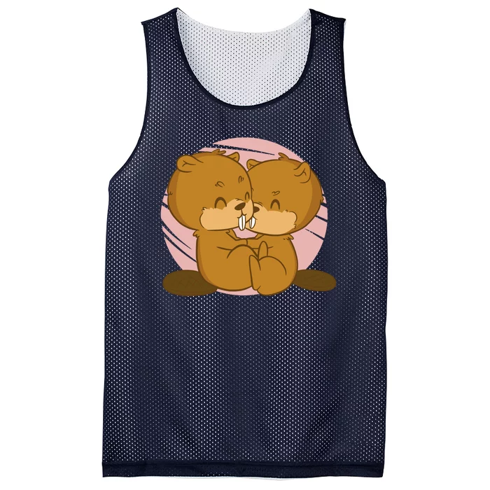 Beavers Kissing Cute Gift Mesh Reversible Basketball Jersey Tank