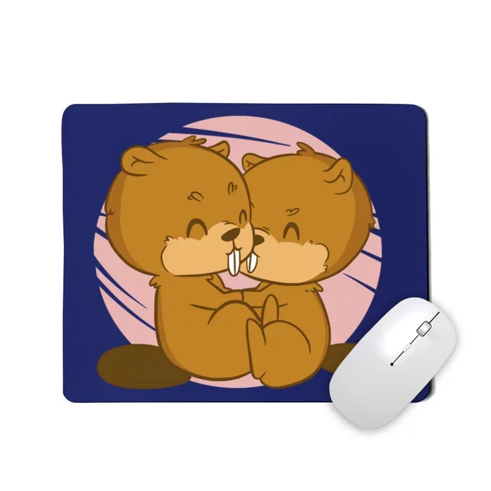 Beavers Kissing Cute Gift Mousepad