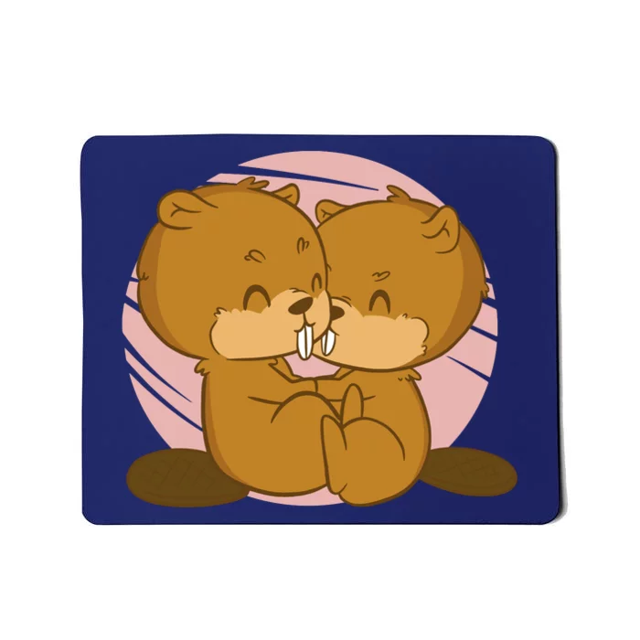 Beavers Kissing Cute Gift Mousepad