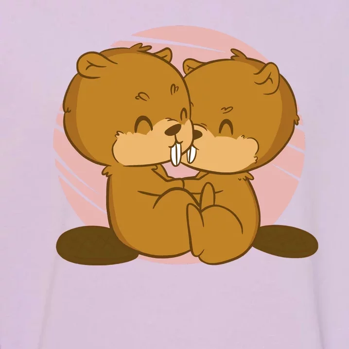 Beavers Kissing Cute Gift Garment-Dyed Sweatshirt