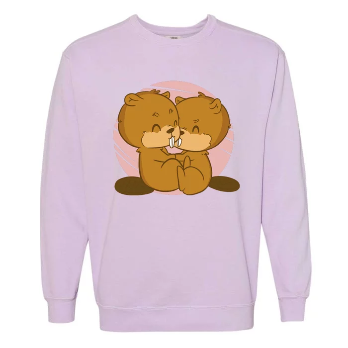 Beavers Kissing Cute Gift Garment-Dyed Sweatshirt