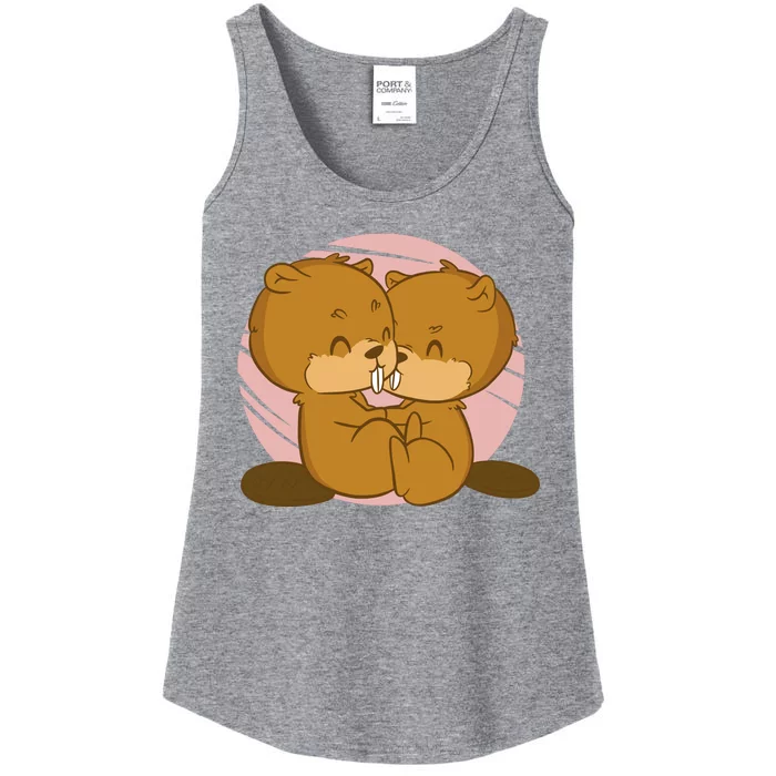 Beavers Kissing Cute Gift Ladies Essential Tank