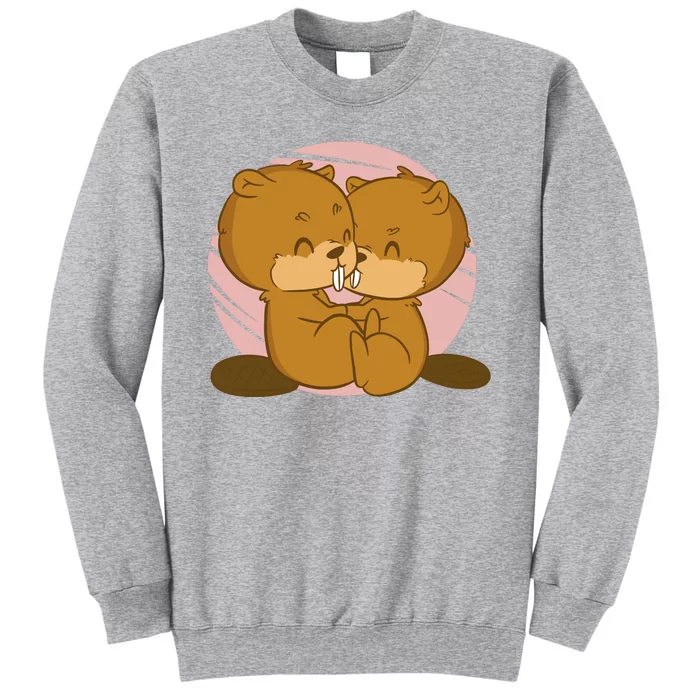 Beavers Kissing Cute Gift Tall Sweatshirt