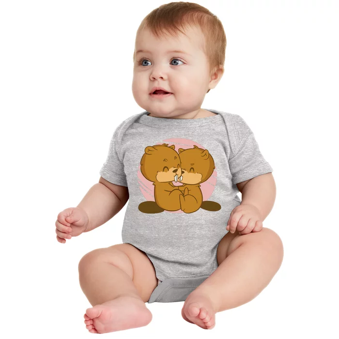 Beavers Kissing Cute Gift Baby Bodysuit