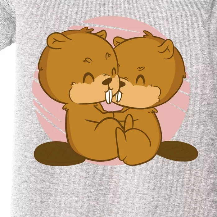 Beavers Kissing Cute Gift Baby Bodysuit