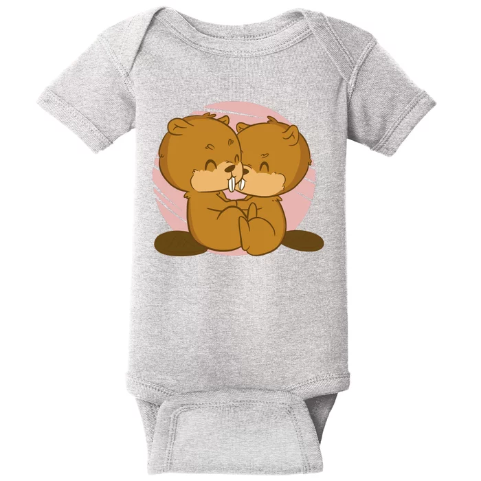 Beavers Kissing Cute Gift Baby Bodysuit