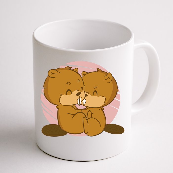 Beavers Kissing Cute Gift Front & Back Coffee Mug