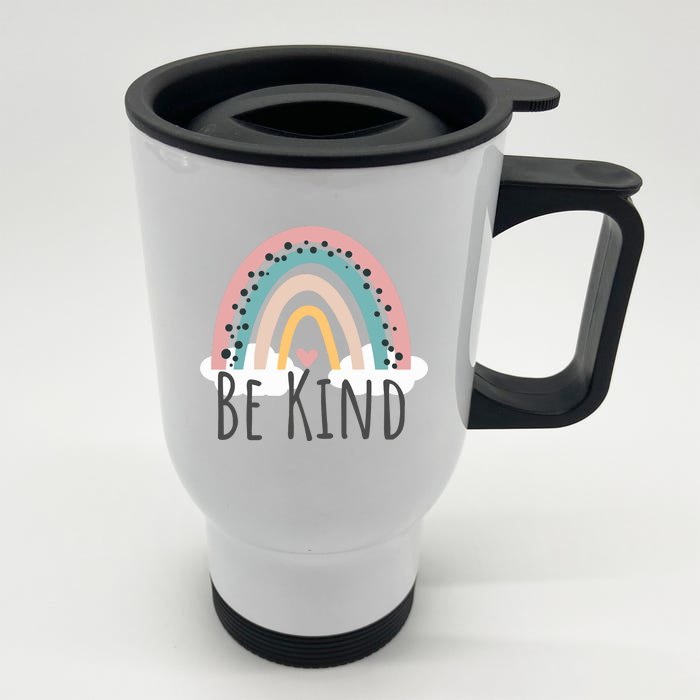 Be Kind Cute Rainbow Positive Quotes Inspirational Front & Back Stainless Steel Travel Mug