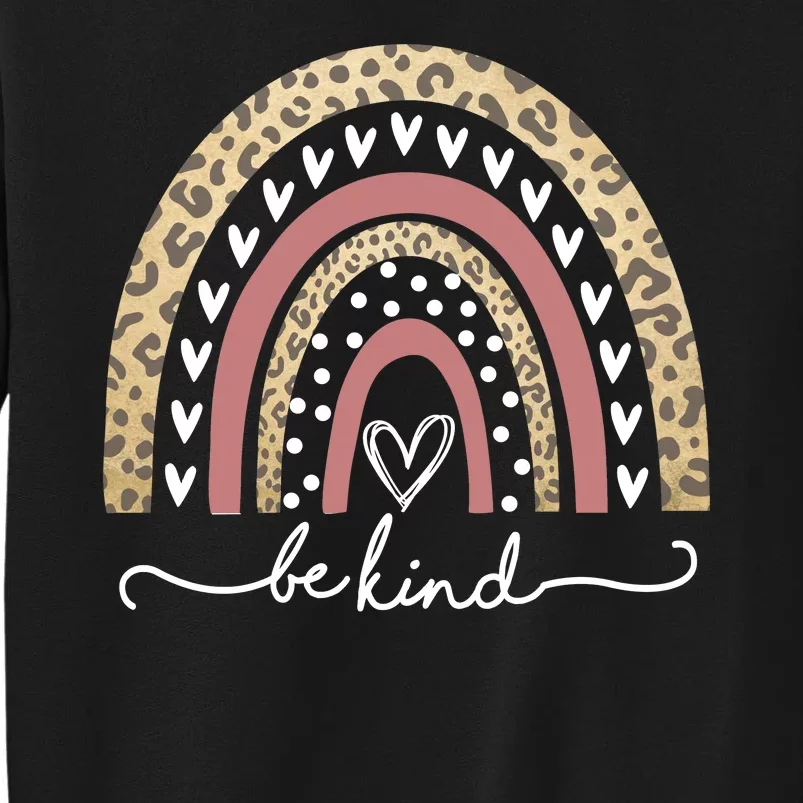 Be Kind Cute Leopard Rainbow Tall Sweatshirt