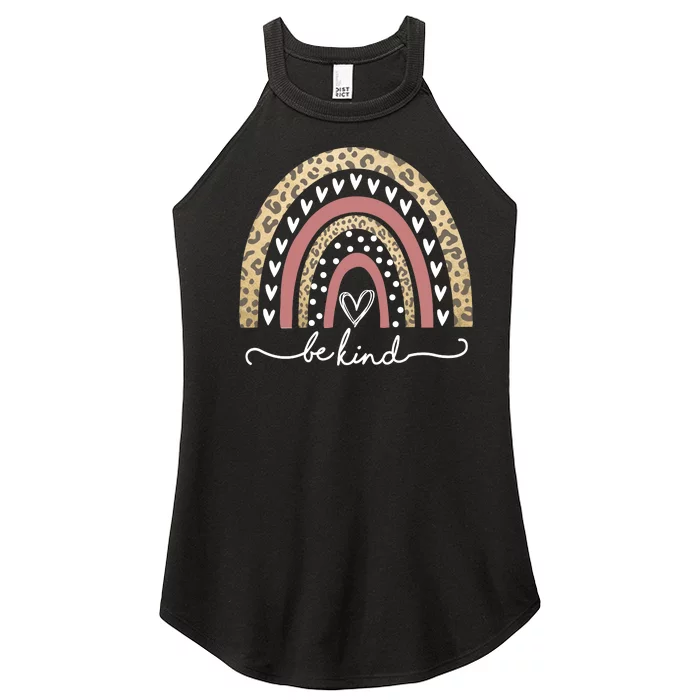 Be Kind Cute Leopard Rainbow Women’s Perfect Tri Rocker Tank